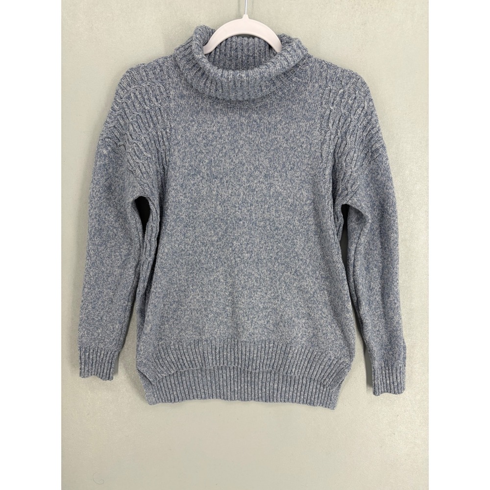 Evolution by Cyrus Womens Sweater Blue Marled Cowl Neck Knit Small - Picture 2 of 7